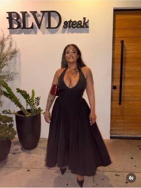 House of CB Black Halter Midi Dress